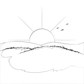 Sunrise black and white vector