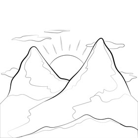 Sunrise drawing black and white vector