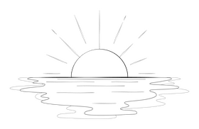 Sunrise drawing black and white clipart