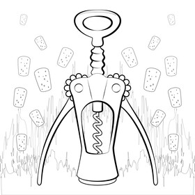 Corkscrew drawing black and white vector