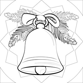 Christmas bells drawing black and white vector