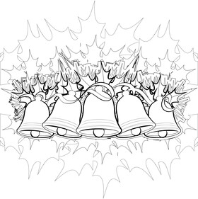 Christmas bells drawing black and white vector