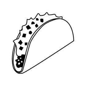 Taco black and white clipart