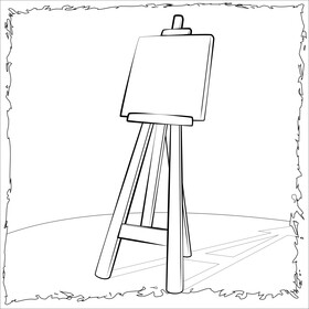 Easel drawing black and white vector