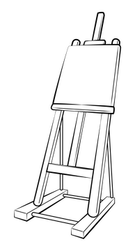 Easel drawing black and white clipart