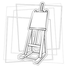 Easel drawing black and white vector