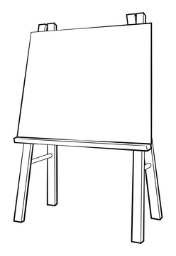 Easel drawing black and white clipart
