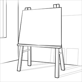 Easel drawing black and white vector
