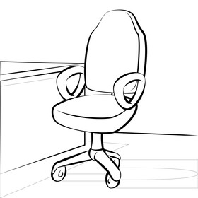 Office chair drawing black and white vector