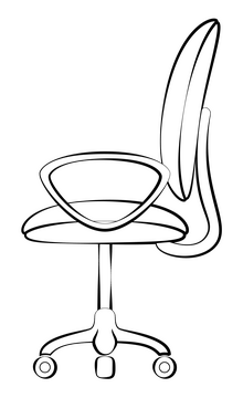 Office chair drawing black and white clipart