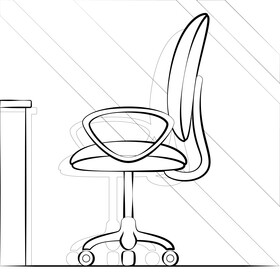 Office chair drawing black and white vector