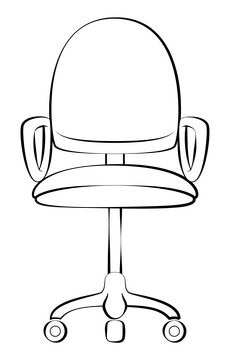 Office chair drawing black and white clipart