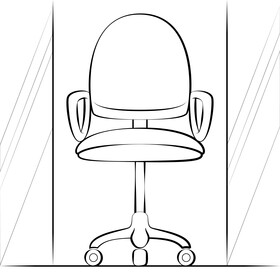 Office chair drawing black and white vector