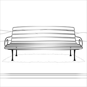 Park bench drawing black and white vector