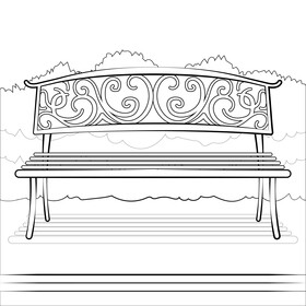 Park bench drawing black and white vector