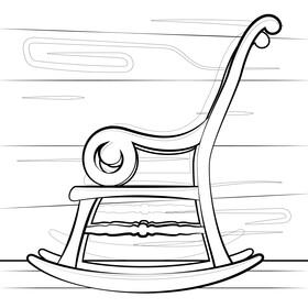 Rocking chair drawing black and white vector