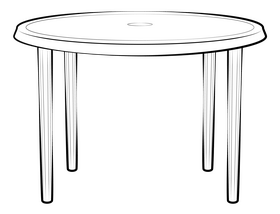 Round table drawing black and white clipart