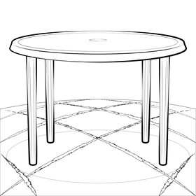 Round table drawing black and white vector