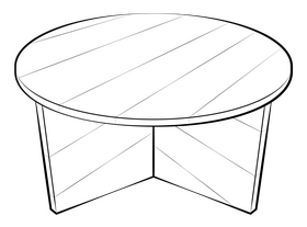 Round table drawing black and white clipart