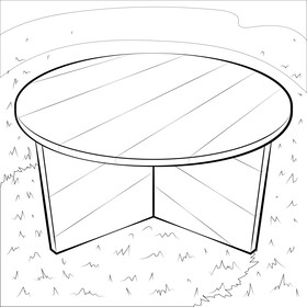 Round table drawing black and white vector