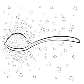 Sugar spoon drawing black and white vector
