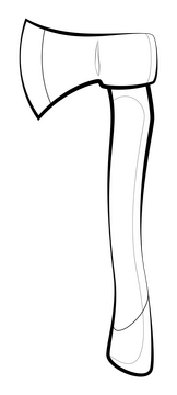 Axe drawing black and white clipart