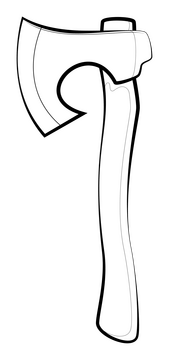 Axe drawing black and white clipart