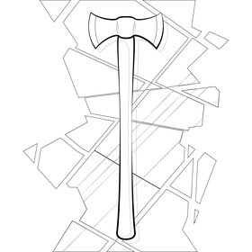 Axe drawing black and white vector