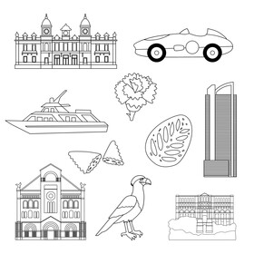 Monaco traditional symbols black and white vector