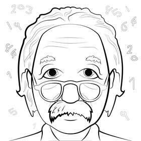 Albert einstein drawing black and white vector