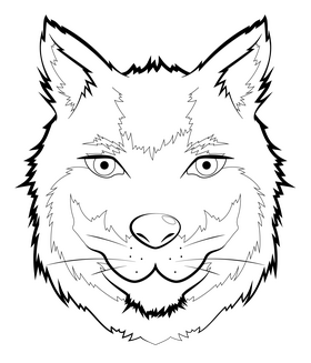 Wolf drawing black and white clipart