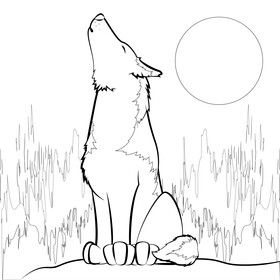 Wolf black and white vector