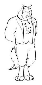 Beauty and the beast, beast drawing black and white clipart