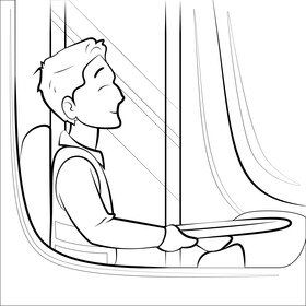 Bus driver drawing black and white vector