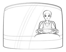 Bus driver black and white clipart