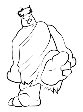 Giant cartoon drawing black and white clipart