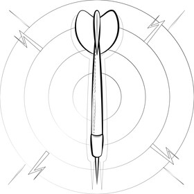 Dart drawing black and white vector