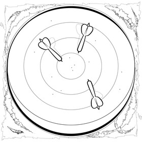 Dart drawing black and white vector