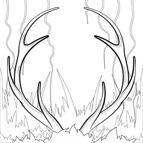 Deer antlers drawing black and white vector