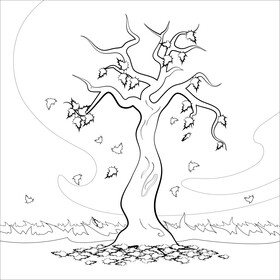 Fall drawing black and white vector