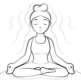 Yoga drawing black and white vector