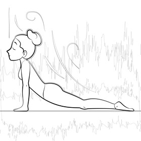 Fittness lady doing yoga black and white vector