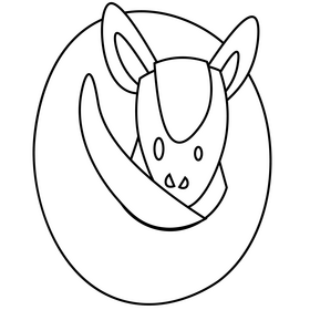 Cartoon armadillo rolled black and white clipart