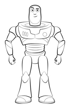 Toy story, buzz drawing black and white clipart