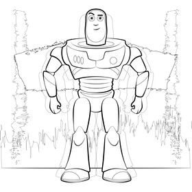 Toy story, buzz drawing black and white vector