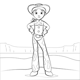 Toy story, jessie drawing black and white vector