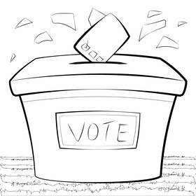 Vote ballot box drawing black and white vector