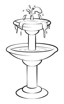 Fountain drawing black and white clipart