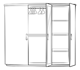 Wardrobe drawing black and white clipart
