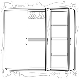 Wardrobe drawing outline black and white vector